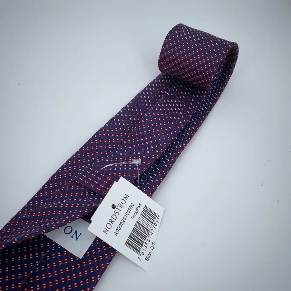 Eton Tie Mens One Size‎ Navy Red Patterned Silk Classic Fit Necktie England Made